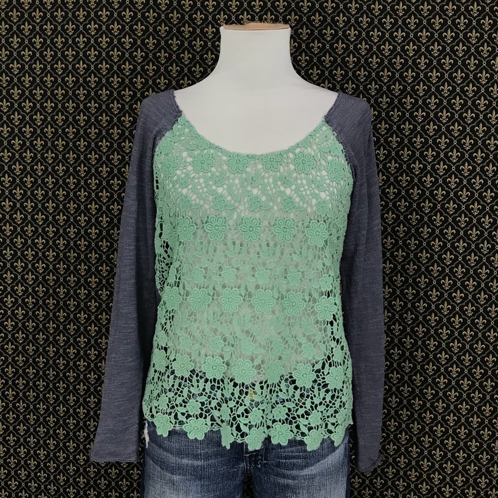 Free People Crochet Lace Front Top